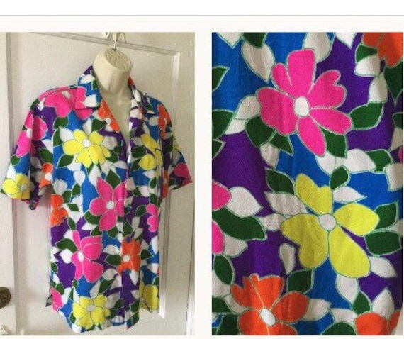 POLYNESIAN BAZAAR 1950’s Vintage Hawaiian Shirt -… - image 1