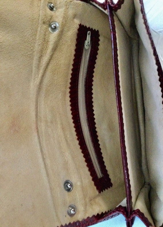 Python Leather Vintage Clutch Bag - Burgundy Colo… - image 5