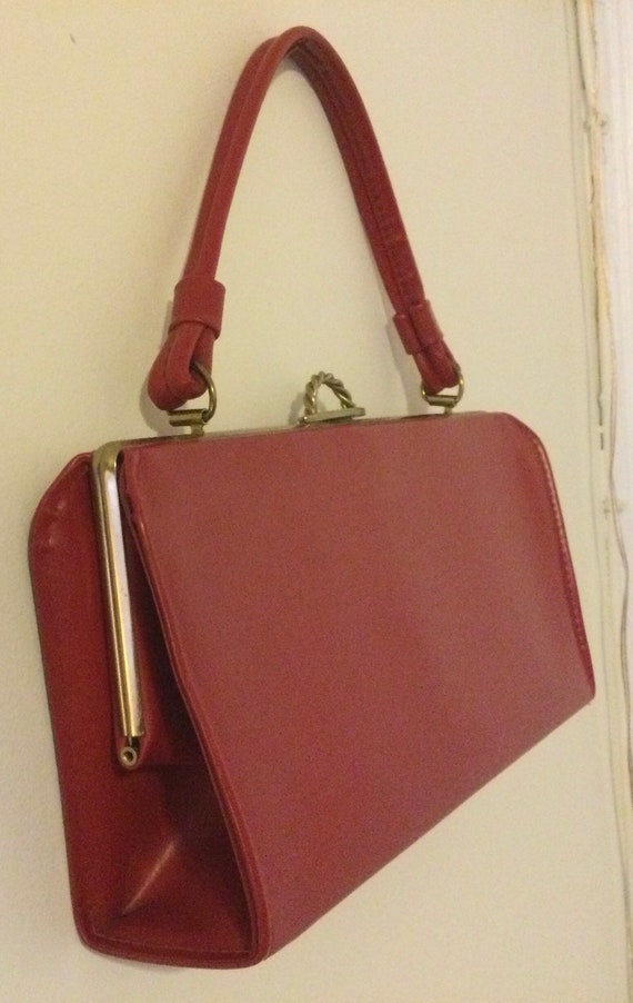 Red Leather AETNA Vintage Bag -  Red Leather 1960… - image 3