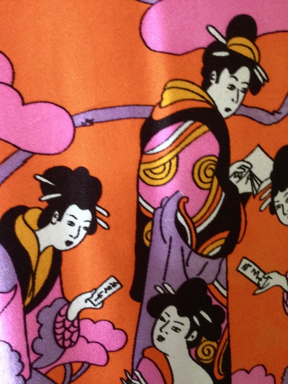 Geisha Ladies Print 1970’s Maxi Dress - Tangerine… - image 7