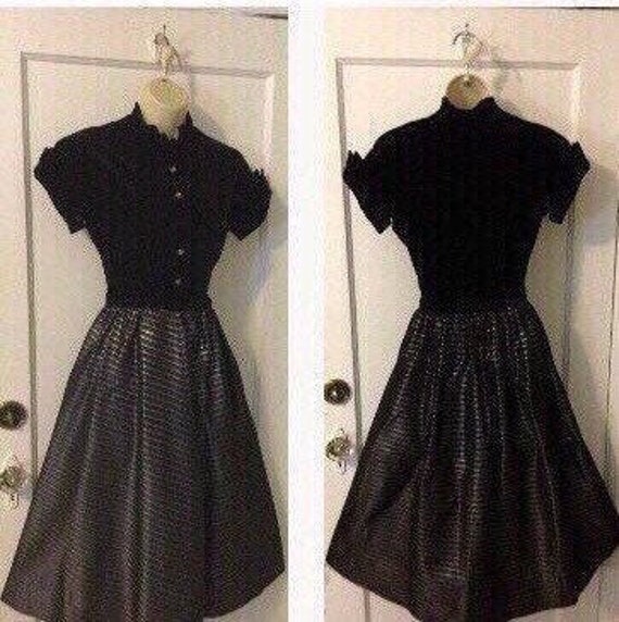 Jonathan Logan 1950’s Dress - Black/Bronze Striped