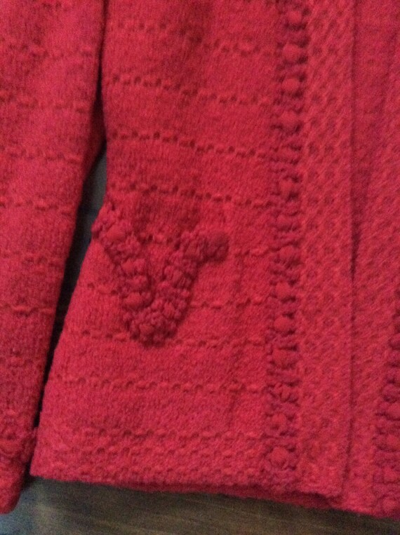 Red Wool Vintage ADOLFO Jacket - Red Wool Bouclé … - image 4