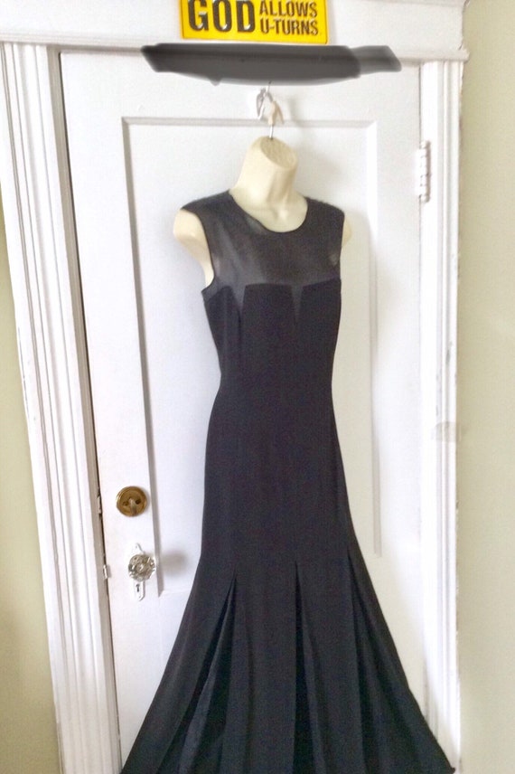 Gianfranco Ferré, Gianfranco Ferré Vintage Gown - Black Illusion-Shoulder 1980’s Vintage Silk Maxi Dress Gown by Gianfranco Ferré Size 44 (IT) or 8 (USA)
