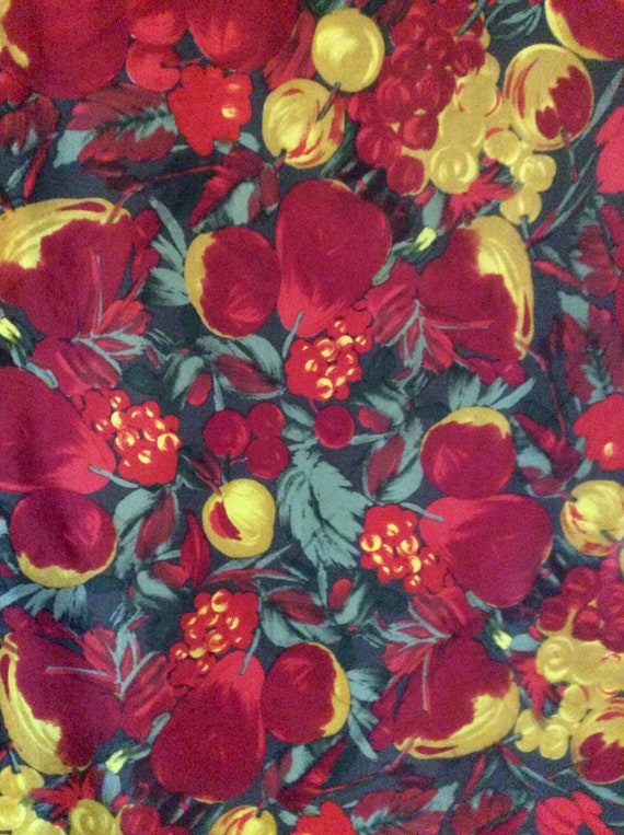 Fruit-Print Albert Nipon Vintage Scarf - Brown/Re… - image 2