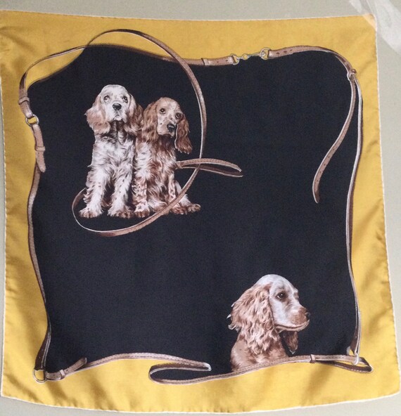 Cocker spaniel Print Silk Scarf Black gold Cocker Spaniel Dog
