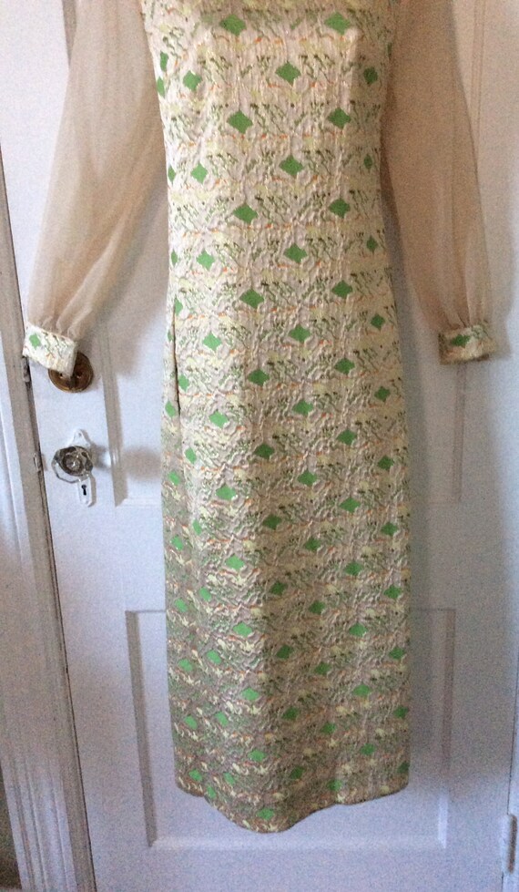 DYNASTY Brocade Vintage Maxi Dress - Green/Khaki/… - image 8