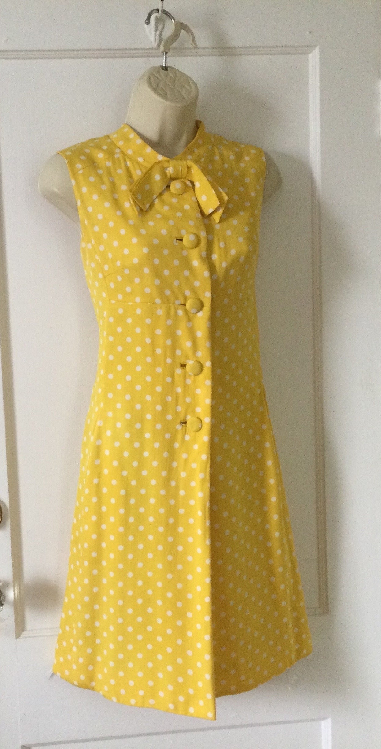 PECK PECK Yellow Polkadot Dress Yellow white Polkadot Silk linen