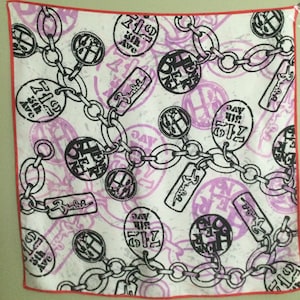 Henri Bendel Charms-Print Silk Scarf - Violet/Black/White Charm-Bracelet Print Silk Scarf by HENRI BENDEL New York