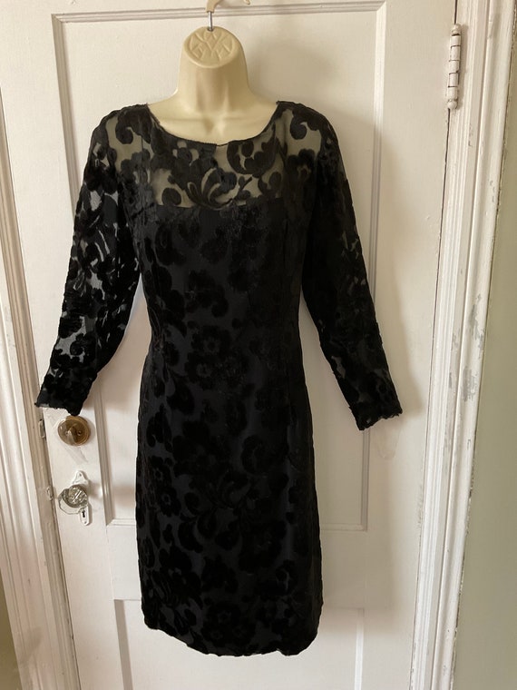 ANNE FOGARTY Vintage Burnout Velvet LBD Dress - B… - image 4