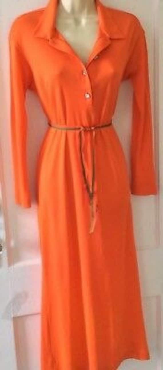 Todd Oldham Vintage Midi Shirt-Dress - Tangerine … - image 3