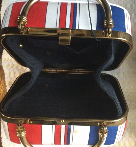 Red/Blue Striped Vintage Box Bag - Red/Blue Strip… - image 5