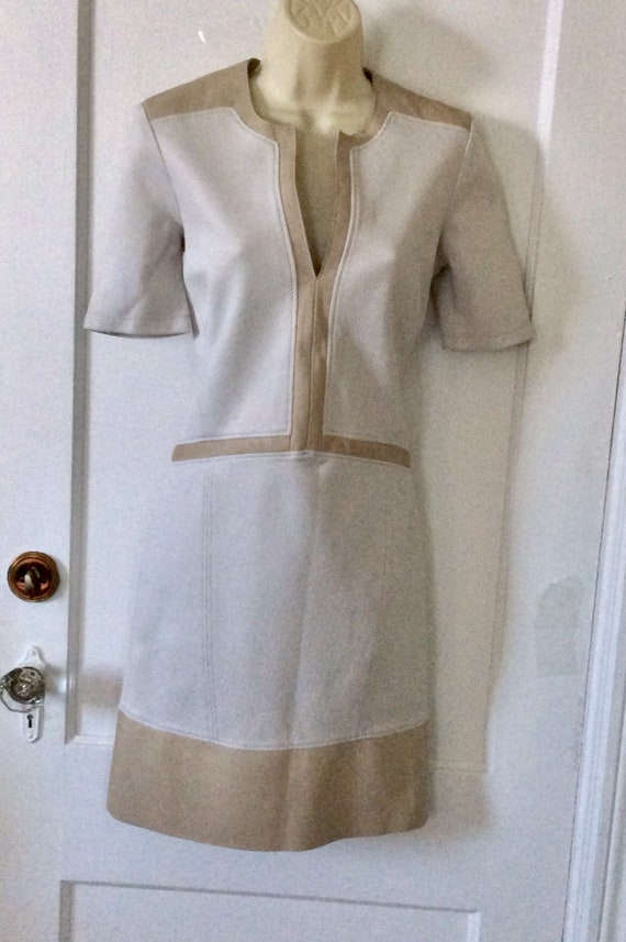 Leather trim dress discount