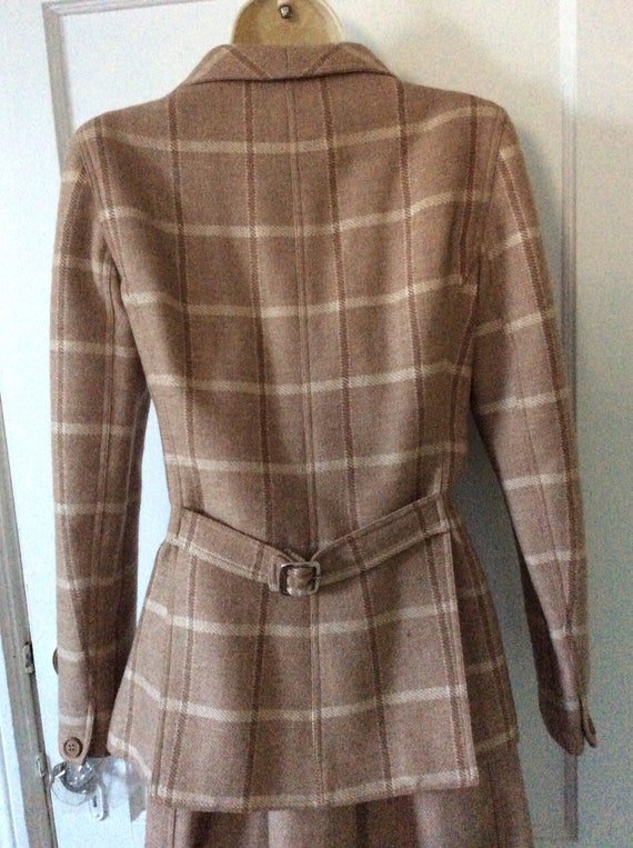 Vintage COURRÈGES Skirt Suit - Camel Wool Plaid L… - image 8