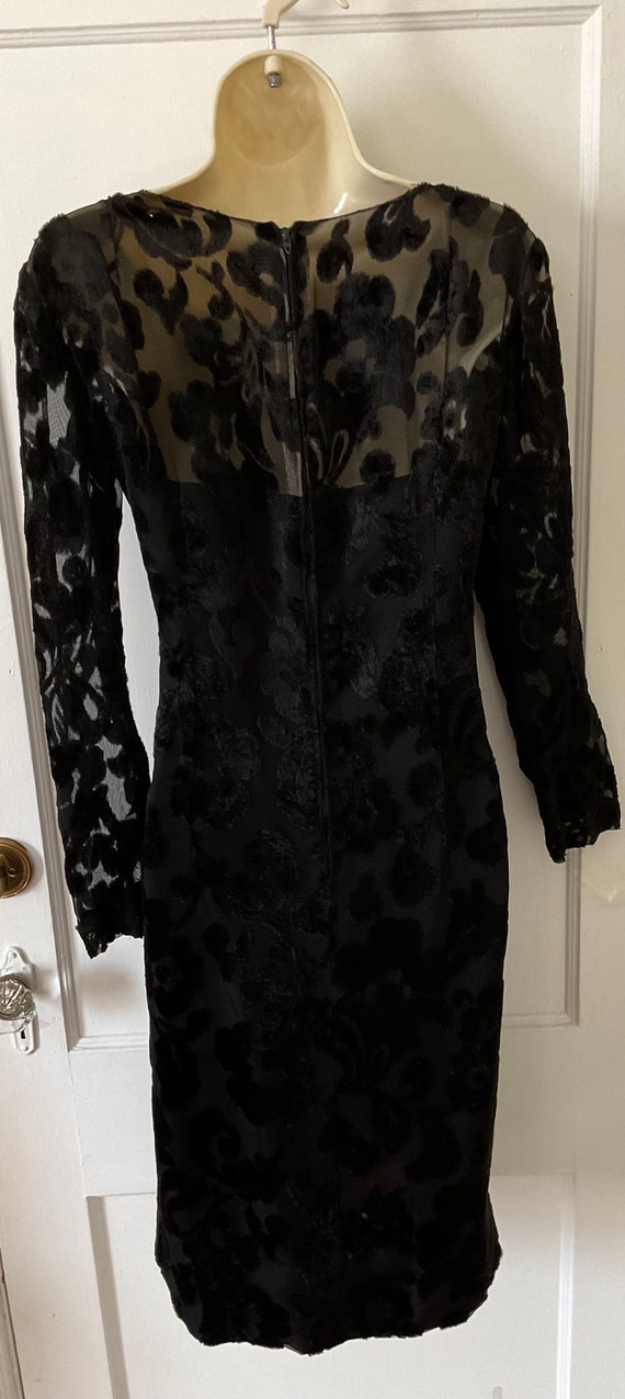 ANNE FOGARTY Vintage Burnout Velvet LBD Dress - B… - image 3