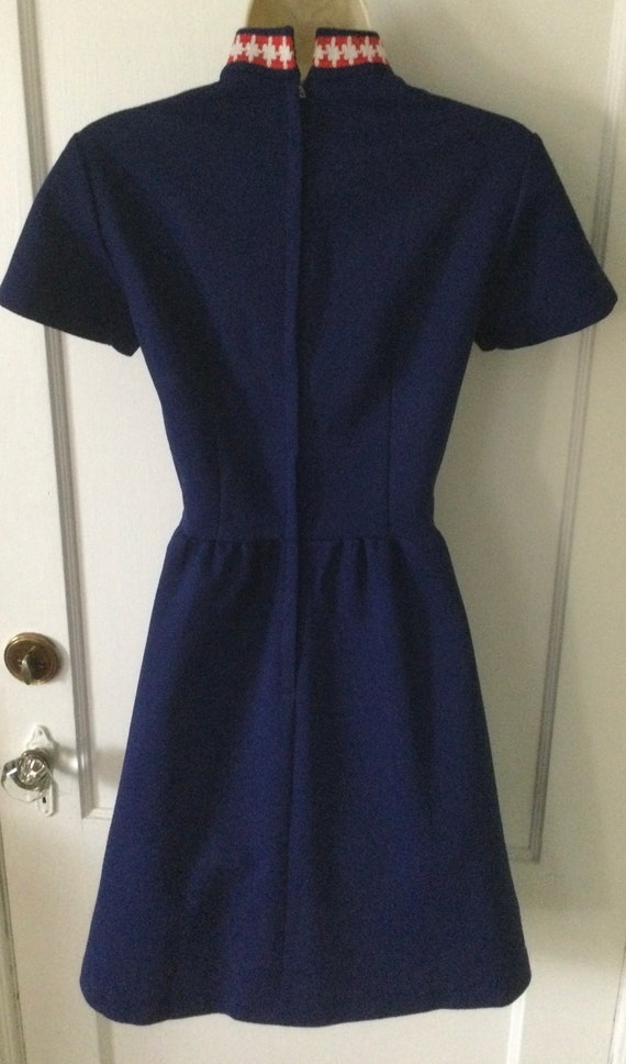 Navy-Blue Short Sleeve 1960’s Vintage Mod Dress -… - image 2