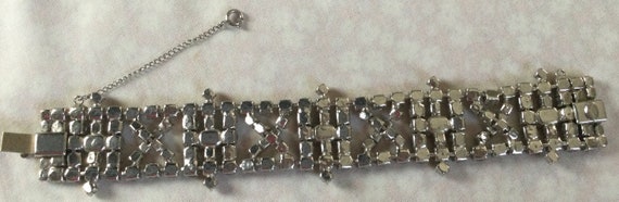 Rhinestone 1950’s KRAMER Bracelet - Wide Rhinesto… - image 5