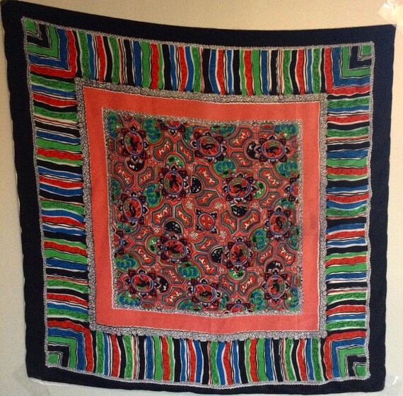 Kaleidoscope Print Silk Vintage Scarf - Large Kal… - image 2