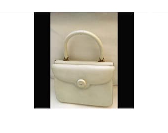 Ivory BONWIT-TELLER 1950’s Vintage Bag - Small Ivory Leather 1950’s Vintage Top Handle Bonwit Teller Bag - Made in ITALY