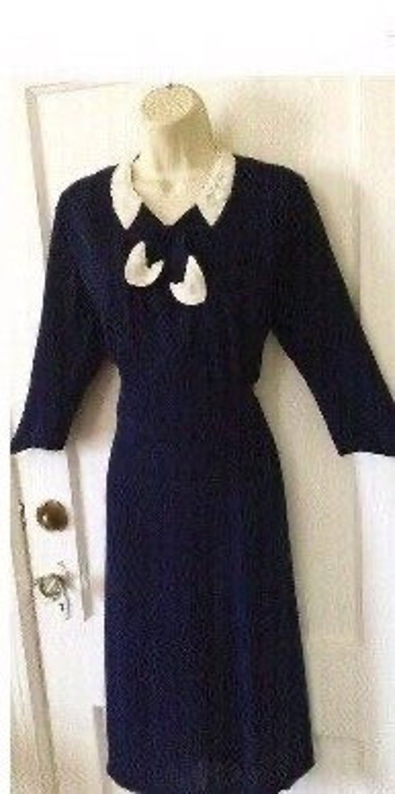 Navy 1960’s LORD & TAYLOR Dress - Navy-Blue 3/4-S… - image 1