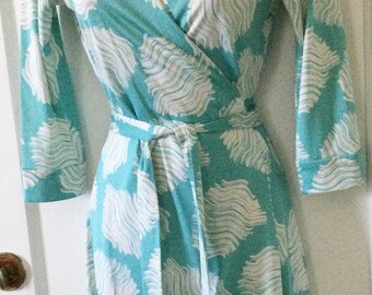 New Julian Two Vintage DVF Dress - Aqua-blue/ivory Brushstroke Print New  Julian Two Silk Jersey Wrap Dress by DIANE Von FURSTENBERG - Etsy