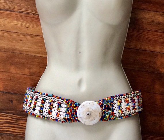 Beaded Vintage African Tribal Belt - Hand-Woven M… - image 6