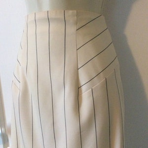 ESCADA by Margaretha Ley 1980’s Vintage Skirt - Ivory/Black Chalk Stripe Wool Vintage Straight Skirt from ESCADA by Margaretha Ley Size 36