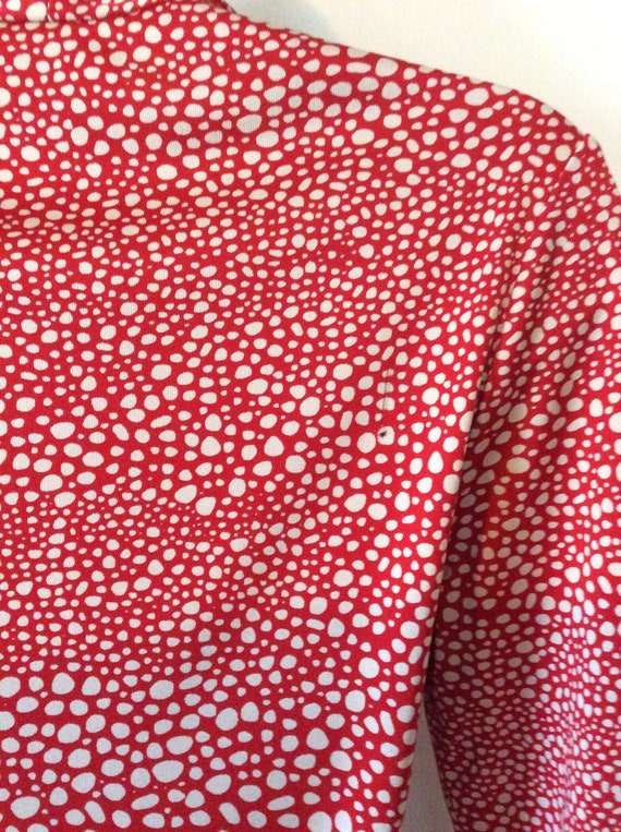 ISSA London Dress - Red/Ivory Waist Tie-Detail Dot-Pr… - Gem