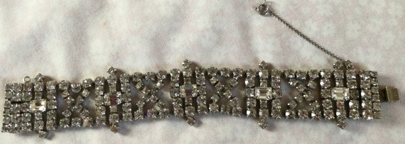 Rhinestone 1950’s KRAMER Bracelet - Wide Rhinesto… - image 2