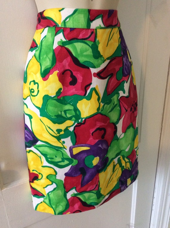 Luca-Luca Floral Skirt - Yellow/Red/Green Floral-… - image 5