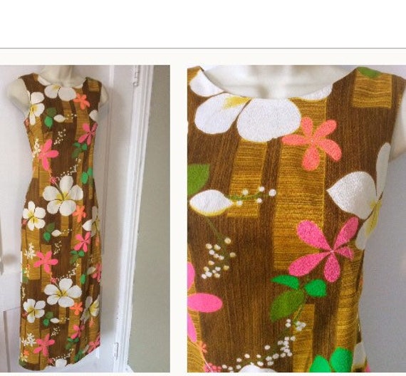 Kamehameha Floral Hawaiian Dress - Toffee-Brown/Pi