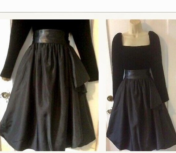 Bill Blass Vintage Dress - Black Velvet/Taffeta L… - image 1