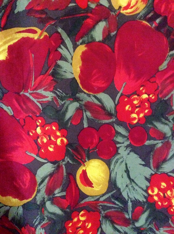 Fruit-Print Albert Nipon Vintage Scarf - Brown/Re… - image 7