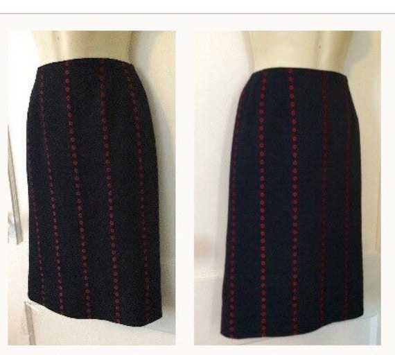 Vintage Wool Gianfranco Ferré Skirt - Blue/Red Ci… - image 1