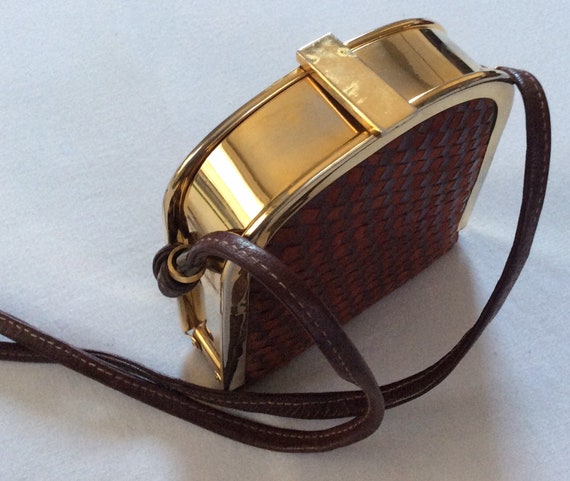 Brass/Leather 1970s Vintage Bag - Brass/Woven-Lea… - image 2