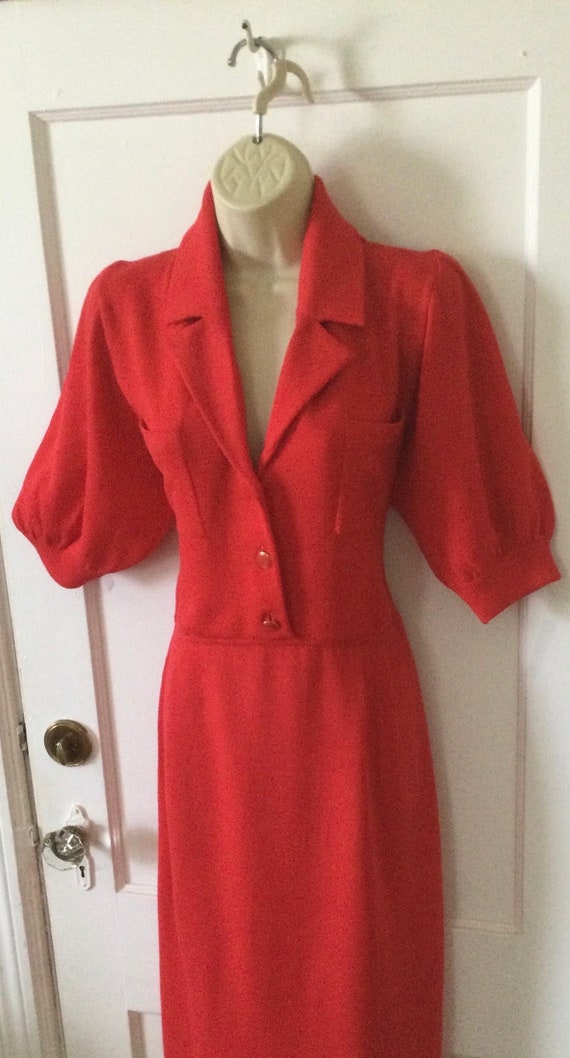 St.John by Marie Gray Vintage Shirt Dress - Red Kn