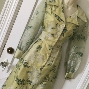 Green Alfred Shaheen Floral Dress - Green Floral 1970’s Vintage Long Sleeve Hawaiian Midi Dress by ALFRED SHAHEEN