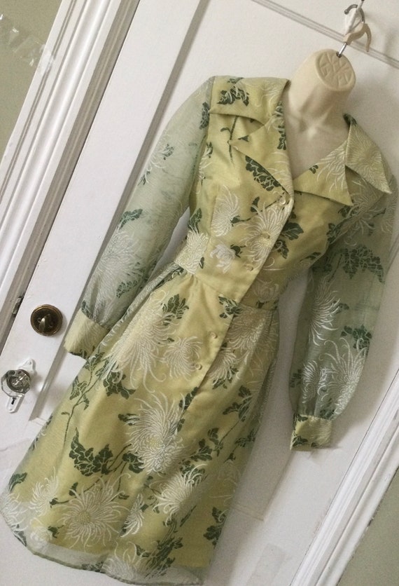 Alfred Shaheen Green Floral Dress - Green Floral … - image 6