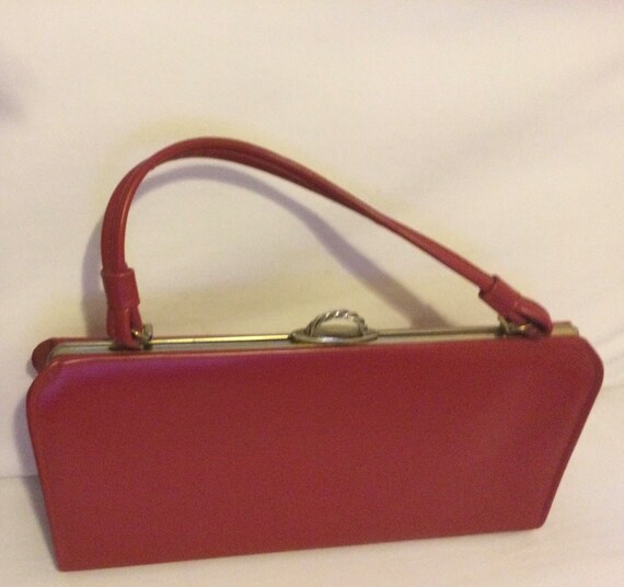 Red Leather AETNA Vintage Bag -  Red Leather 1960… - image 9