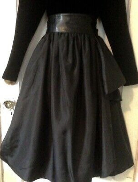 Bill Blass Vintage Dress - Black Velvet/Taffeta L… - image 6