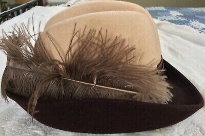 Doeskin Geo W Bollman & Co Felt Wool Hat Made in USA Vintage Beige Feather Doeskin Geo W Bollman & Co Felt Wool Hat Made in USA Vintage  main image 3