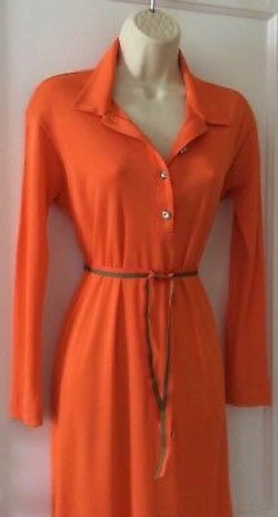 Todd Oldham Vintage Midi Shirt-Dress - Tangerine … - image 5