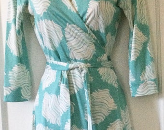 New Julian Two Vintage DVF Dress - Aqua-blue/ivory Brushstroke Print New  Julian Two Silk Jersey Wrap Dress by DIANE Von FURSTENBERG - Etsy