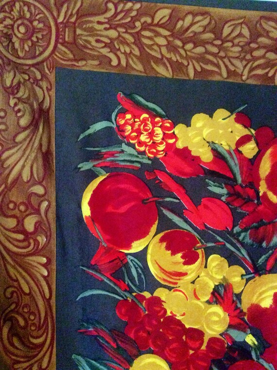 Fruit-Print Albert Nipon Vintage Scarf - Brown/Re… - image 6