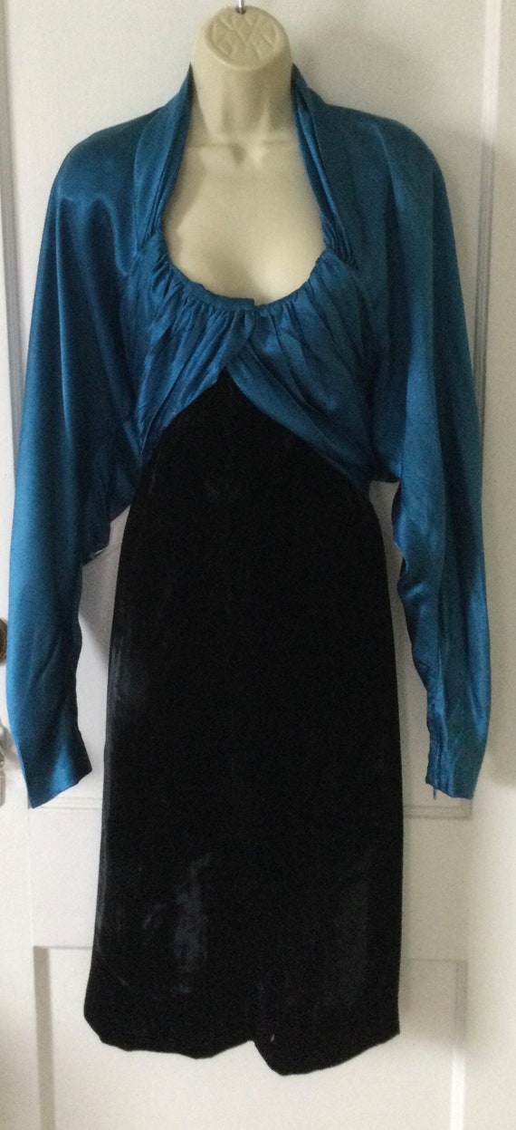 JACQUELINE De RIBES Silk Dress - Teal/Black Silk/… - image 10