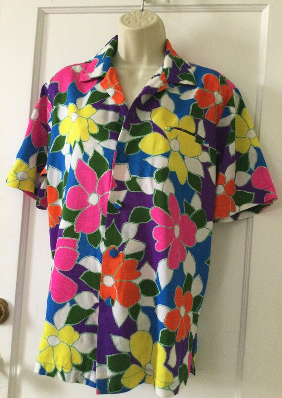 POLYNESIAN BAZAAR 1950’s Vintage Hawaiian Shirt -… - image 2