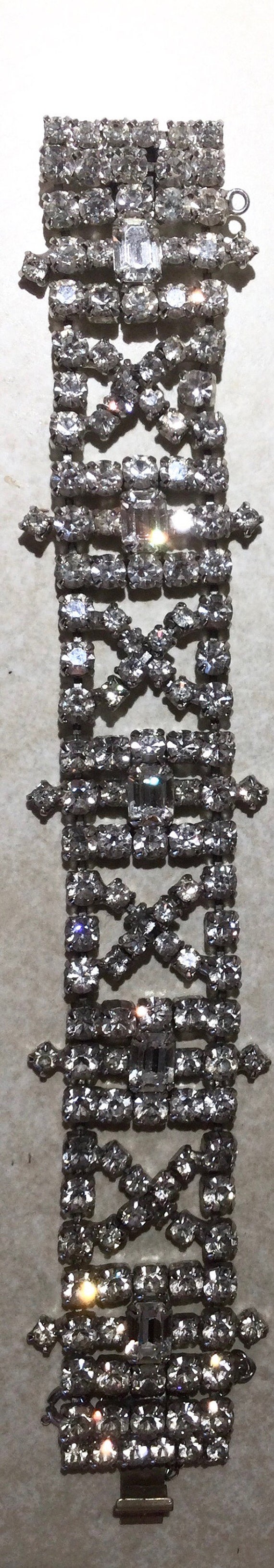 Rhinestone 1950’s KRAMER Bracelet - Wide Rhinesto… - image 7