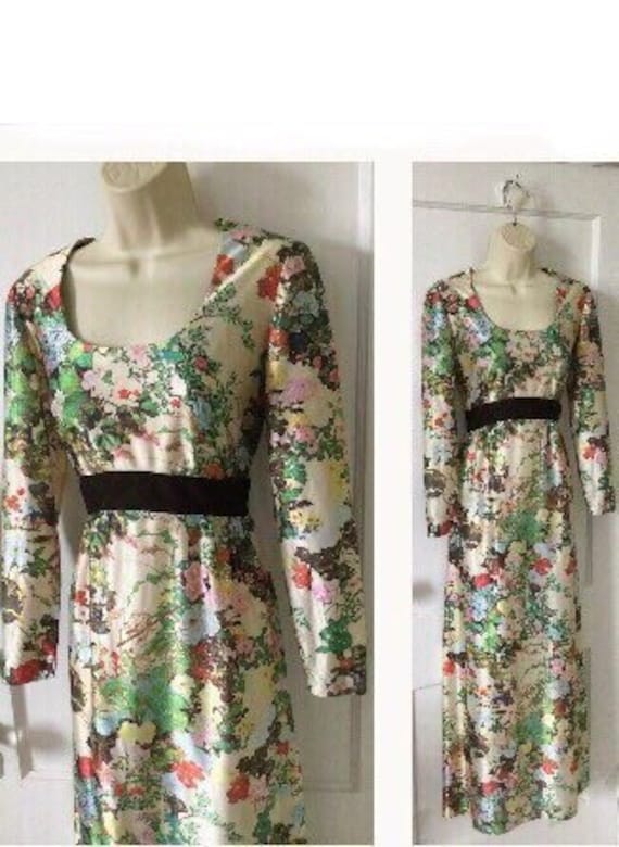 LESLEY FAY 1970s Vintage Maxi Dress - Floral Print