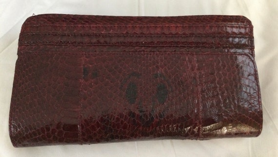 Python Leather Vintage Clutch Bag - Burgundy Colo… - image 7