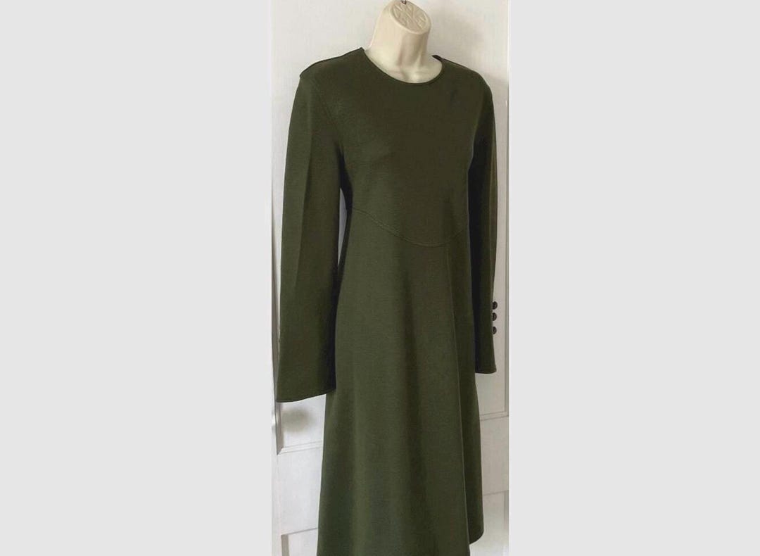 Christian Lacroix 1980's Vintage Wool Midi Dress - Olive Green Wool Long  Sleeve 1980's Vintage Chemise Midi Dress by CHRISTIAN LACROIX - Etsy