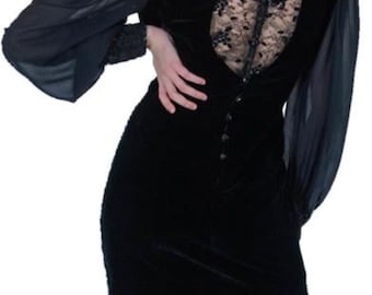UNGARO Black Velvet/Lace Vintage Dress - Black Lace/Silk/Velvet Crystals-Encrusted 1980’s Vintage Cocktail Dress by UNGARO Paralléle - Paris